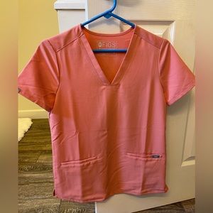 Figs scrubs top- CORAL